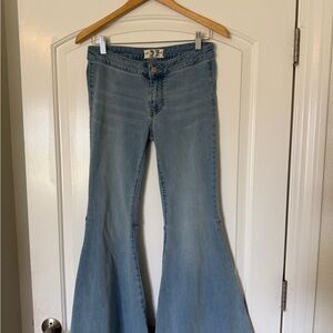 Free People Low Rise Light Blue Flare Jeans